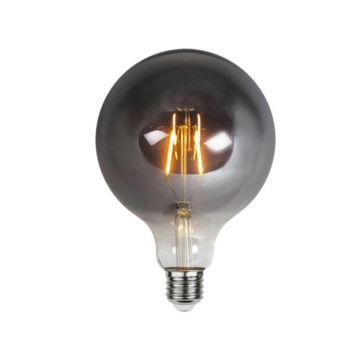 Dimbare G125 LED-lichtbron van smoked glass (E27). Warme 2200K lichtkleur, 8W, 400 lumen. 