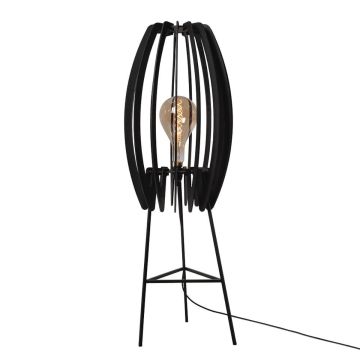 Stoer vloerlamp met open structuur in het zwart - productfoto