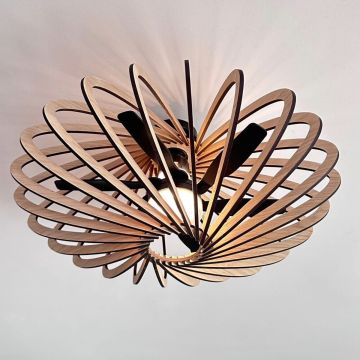 Plafond Ventilator-lamp 55 cm in Eikenhout - sfeerfoto