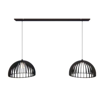 Twee zwarte ronde hanglampen met luxe uitstraling