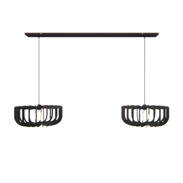 Luxe hanglamp met open structuur en plafondplaat - zwart