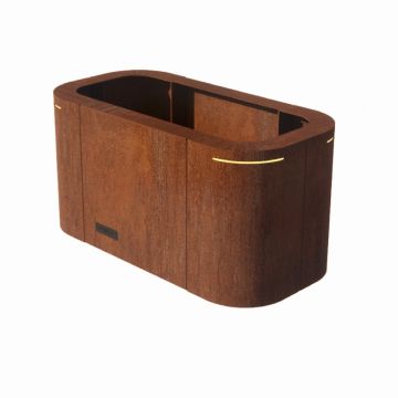 Design plantenbak afgeronde randen Cortenstaal 90 cm - zijaanzicht
