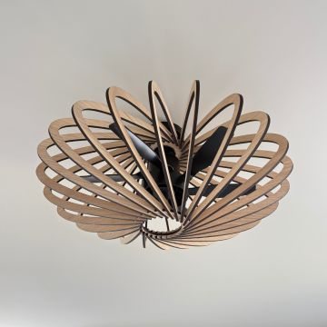 Plafond Ventilator-lamp 55 cm in Eikenhout - sfeerfoto
