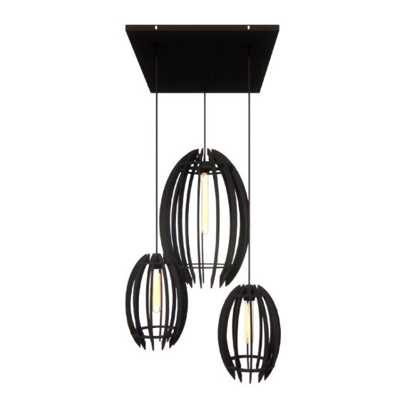 Ovo Lampenset Zwart met Zwarte Plafondplaat - productfoto